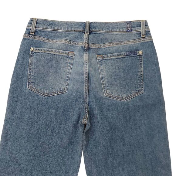 7 For All Mankind Jeans Womens 28 Blue Edie Stretch Patch Distressed Button Fly - Picture 7 of 12